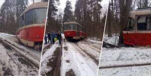 Трамвай зійшов з рейок у Пущі-Водиці