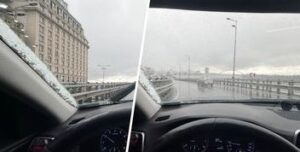 Незвична весняна погода: сніг і град у Києві