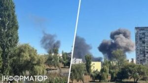Пожежа на складі у Дніпровському районі Києва після атаки БпЛА