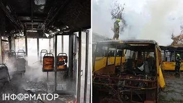 Пожежа в автопарку №5 у Києві: згоріли два автобуси